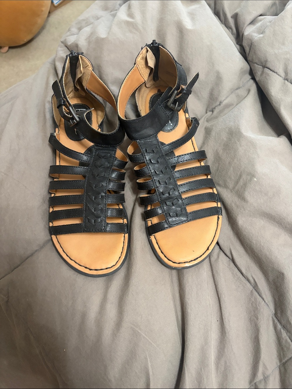 boc Black Braided Multi‑Strap Gladiator Sandals